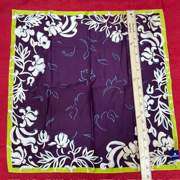 New  Givenchy Mini Scarf cotton 19.5"  brown green white color floal printed(94 - Picture 5 of 7